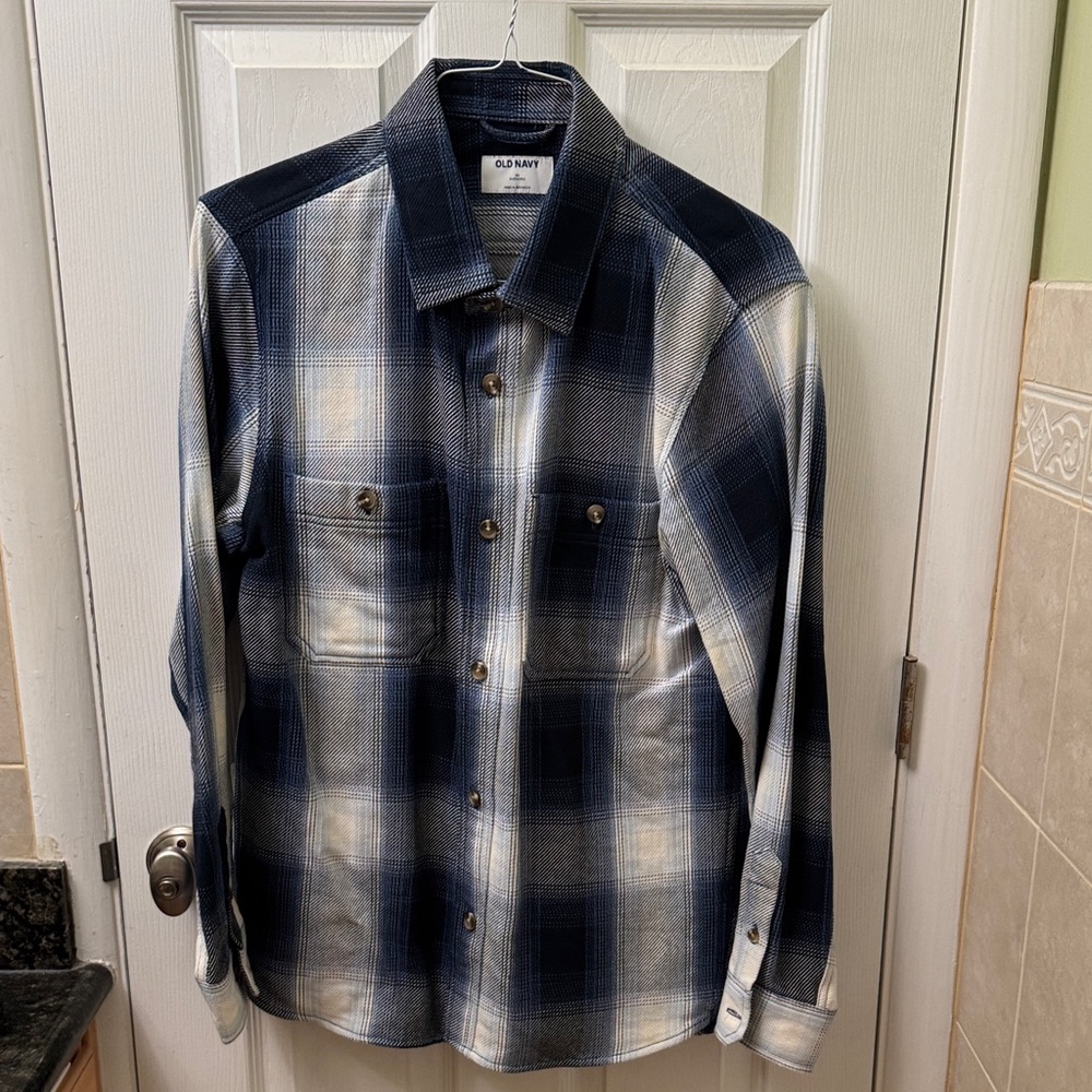 Old Navy Blue and White Checkered Shirt